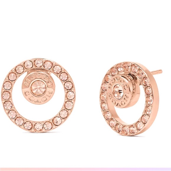 Coach Open Circle Halo Stud Earrings in rose gold - Picture 1 of 2